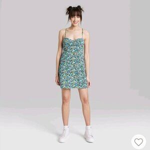Wild Fable Blue Floral Halter Mini Dress – Size M